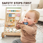 Tiny Land Wooden Baby Walker, Adjustable Speed Baby Push Walker for Boys and Girls, Montessori Activity Center Push Toy for Kids Development (Morandi)