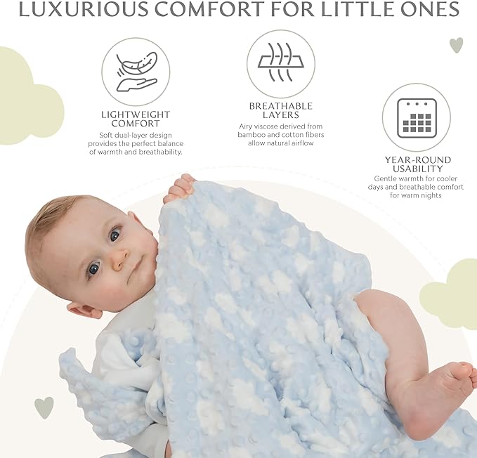 Ultra-Soft Baby Blanket - Lightweight & Breathable, Neutral Newborn Designs, Cloud Baby Crib, Infant, Toddler - 47"x47" Large