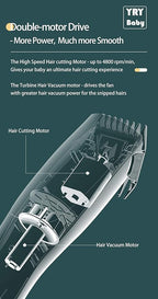 YRY Smart Vacuum Baby Hair Clipper, IPX7 Waterproof, Child Safe, 2 Isolated Motors, White