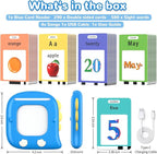 Kidzdo Talking Flash Cards with 560 Sight Word, Christmas Birthday Gifts for 2 3 4 5 6 Year Old Boys Girls, Montessori Pocket Speech Language Therapy Toys, Portable Toddlers Toys for Ages 2-6, Blue