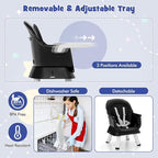 HONEY JOY 8 in 1 Baby High Chair, Convertible Highchair for Babies and Toddlers/Table and Chair Set/Building Block Table/Booster Seat/Stool/Toddler Chair with Safety Harness (Black)