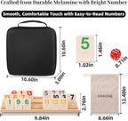 Deluxe Rummy Cube Game Set 6-8 Players with 8 Wooden Racks and 240 Melamine Rummy Tiles, Travel Family Board Game for Adults and Kids