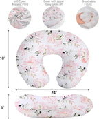 Nursing Pillow, Breast Feeding Pillows for Mom, Rose Floral Print Soft Cover with Breathable Filling, Infant Feeding Support Pillow for 0-12 Months, Multifunctional Support Cushion for Travel