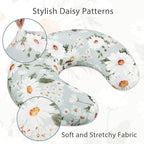 Pea Pod Nursing Pillow Cover Breastfeeding Pillow Slipcover for Moms Soft Breathable Organic Knit Fabric Newborn Infant Feeding Pillow Covers for Baby Girl Boy, Daisy