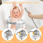 Baby Bath Seat for Babies 6 Months & Up, Infant Bath Chair for Newborn Sitting Up, Non-Slip Toddler Bath Tub Seat with Suction Cups & Soft Cushion for Shower, Compact Toddler Bathtub Seat, Cement grey
