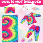 K.T. Fancy 18 Inch Girl Doll Clothes and Accessories Sleeping Bag Set Rainbow Angel of Doll Sleeping Bag, Pajamas, Shoes, Eye Mask, and Doll Pillow Outfits