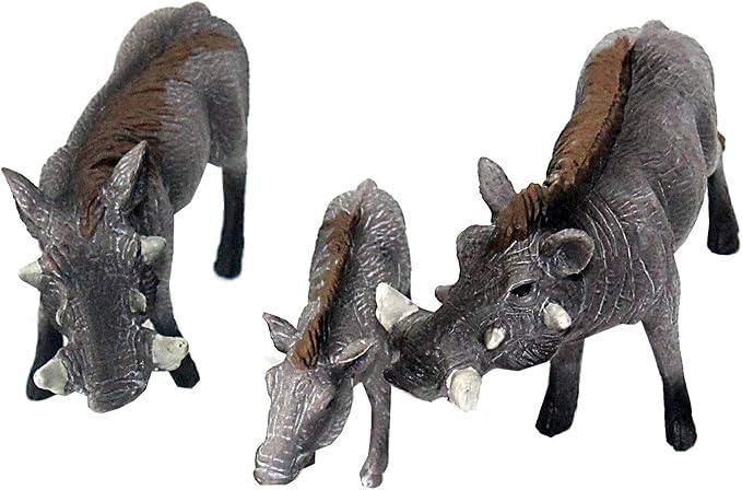 FUNSHOWCASE African Jungle Animals Toy Warthogs Figure Realistic Plastic Figurine Playset Lot 3-Piece