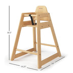 Foundations Neat Seat Wood Highchair for Restaurants, Easy to Clean, “No-tip” Feet, 3-point Safety Harness, Durable Hardwood, Small Footprint, Stackable (Natural)