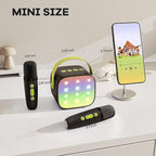 YLL Mini Karaoke Machine with 2 Wireless Microphones, TOP Kids Gifts for Girls Ages 3, 4, 5, 6, 7, 8, 9,10,11,12 +Year Old, 4-12 Years Old Birthday Toy Gift for Girls Boys Party (Black Green)