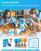 WhalesBot E7 Pro Coding & Remote Control Robot Kit for Kids 8+, Scratch & Modular Programming, Educational Engineering Science Toy Set with Smart Controller/Sensors/Motors for Kids Ages 8-12, 12-16