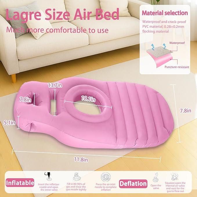 Inflatable Pregnancy Sleep Pillow: for Stomach Sleeping Full Body Mattress with Belly Hole Maternity Airbed for Pregnant Women Pregnancy Rest,Back & Hip Pressure Relief