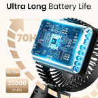 20000mAh Portable Stroller Fan with Auto Oscillating, Extended Anti-Slip Detachable Flexible Tripod, Power Bank & LED Light, 3-Speed Quiet Long Time Cooling Clip On Fans for Baby Crib Car Seat Travel