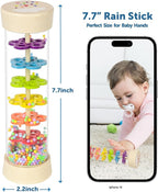 Rain Stick, Montessori Baby Toys for 6-12 Months 1 Year Old, Baby Rattle Wooden Sensory Toys, 7.7” Rainmaker Infant Musical Toy - Gifts for 6 7 8 9 12 Month Old Newborn Boys Girls Toddlers