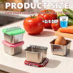 6Pack Stainless Steel Snack Containers for Kids, 6oz Easy Open Sauce Leak Proof Small Food Storage Container with Silicone Lids, Stackable Metal Toddler Lunch Box for Daycare, School and Travel