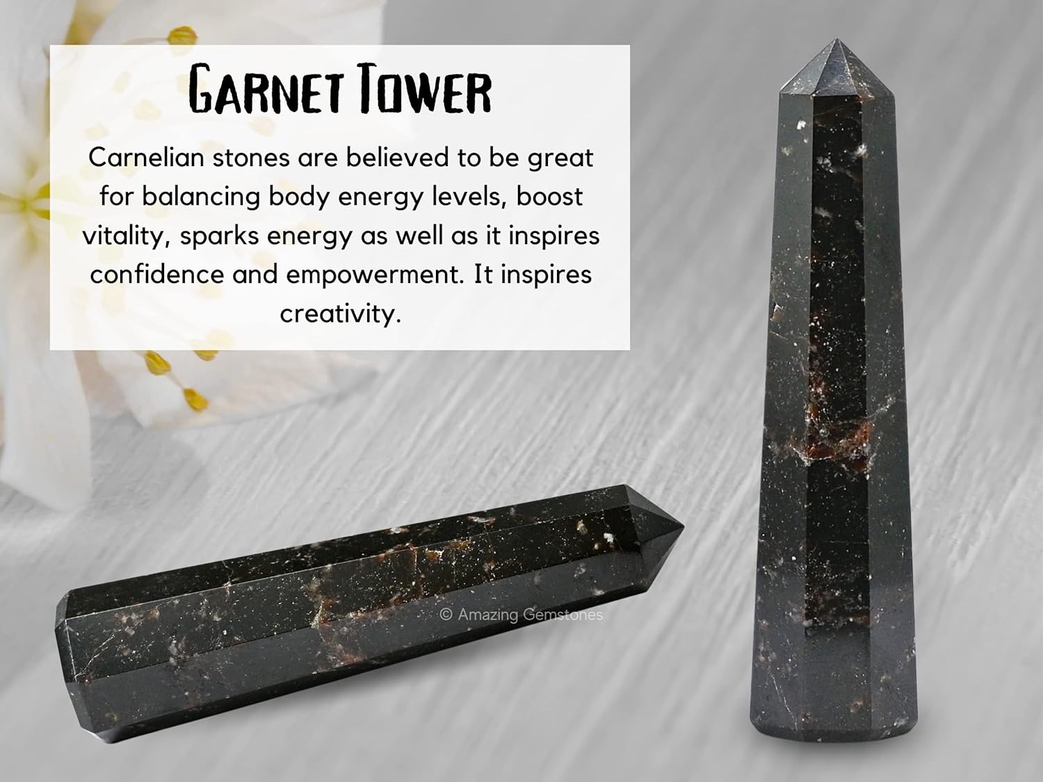 Amazing Gemstone Garnet Crystal Towers - Natural Healing Crystal Point Obelisk for Reiki Healing and Crystal Grid (2 Inch to 3 Inch)