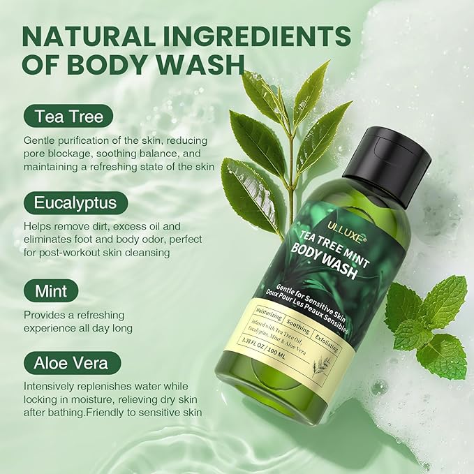 Travel Shampoo Conditioner and Body Wash Gift Set Trio, Travel Size Hair Care & Body Care for Trip, Outdoor, Camping, Hotel & Gyms, Anti-Dandruff, Nourish, Gentle For Baby, 3.38 Oz Travel Size Bottles