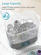 GROWNSY Adjustable 3 in 1 Large Bottle Sterilizer and Dryer, Electric Steam Baby Bottle Sterilizer, Bottle Sanitizer for Baby Bottles & Pacifiers, Breast Pump Parts Blue