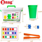 Bmag Counting Bears with Matching Sorting Cups,Number Color Recognition STEM Educational Toy for Toddler, Pre-School Learning Toy with 90 Bears,2 Tweezers,11 Activity Cards,1 Storage Box