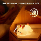 Big Face Rabbit Night Light, Adorable LED Bunny Night Lamp, Silicone Dimmable Nursery Nightlight for Girls, Silicone Rechargeable Bedside Touch Night Lights for Easter Decor