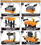 Lehoo Castle Kids Tool Bench with Electric Drill and Construction Vehicles, 2-in-1 Workbench and Toolbox for Toddlers, STEM Learning Toys for Age 3-5, Birthday Gift for Boys & Girls