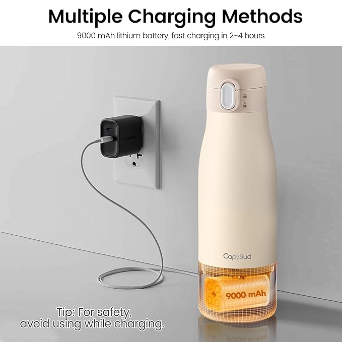 Portable Bottle Warmer for Travel, 12 Oz Milk Warmer for Breastmilk Formula Water, 3 Mins Fast Heating, Long Battery Life, 5 Levels Smart Temp Control, Ideal for Night Feeding, Travel, Car