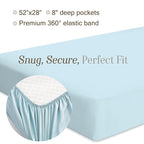 Bella Coterie Luxury Bamboo Viscose Crib Sheet | Organically Grown | Ultra Soft, Cooling for Better Sleep | Deep Pocket Fitted Sheet for Crib & Toddler Mattress | 100% Organically Grown [Coastal Blue]