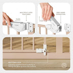 Comfy Cubs Baby Safety Gate with 3 Extensions - Adjustable 42" x 1.9" x 30" Q195 Steel Doorway Barrier - Powder-Coated Finish for Stairs and Doorways - Walk-Through Design Pet Gate - Blush