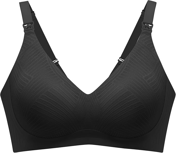 Angelhood Nursing Bras for Breastfeeding, Seamless Wireless Comfort Push up Lace Nursing Maternity Bralette for Pregnancy