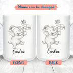 Cute Elephant Coffee Cup With Name, Personalized Elephant Lover Coffee Mug Gift For Men Women Kids Children, Awesome Animal White Ceramic Teacup 11 Oz 15 Oz, Custom Name Elephants Accent Coffee Mug