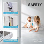 Baby Changing Station Wall Mounted Baby Changing Table Foldable Diaper Changing Unit Commercial Restrooms Horizontal HDPE Meterial with Safrty Strap White Gray