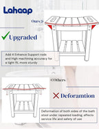 Waterproof Shower Bench, Poly Lumber Shower Stool for Shaving Legs, Shower Chair Seat with Storage Shelf and Handles, Bathroom Bench for Inside Shower, Non-Slip (Black)