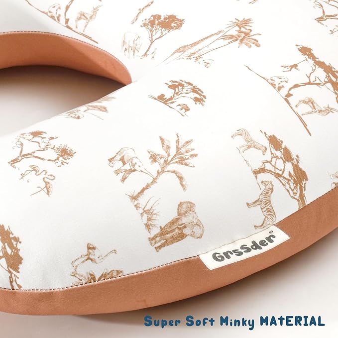 GRSSDER Nursing Pillow Cover Stretchy Minky Removable Nursing Covers for Breastfeeding Pillows, Ultra Soft Comfortable Slipcover for Boy and Girls, Stylish Elk Animals Pattern