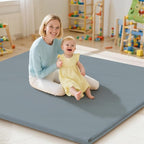Baby Play Mat 47x47 Inches, Extra Thick 1.2" Foam Floor Mat for Tummy Time & Crawling, Waterproof Non-Slip Faux Leather Playpen Mat for Infants Toddlers, Indoor Outdoor Gym Activity, Blue