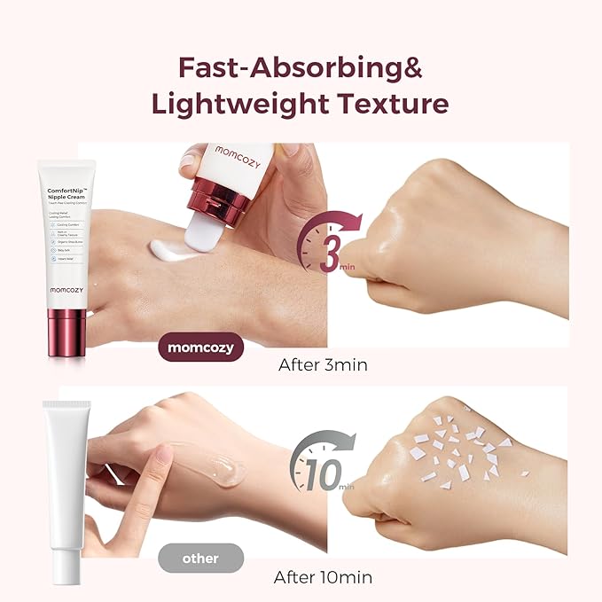 Momcozy ComfortNip™ Cooling Comfort & Touch Free Nipple Cream, Nipple Cream for Breastfeeding, Instant Relief, Plant-Based Formula, Newborn Essentials with Cooling Ceramic Applicator, 1.76oz