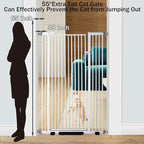 55.1 Inch Tall Baby Gate Auto Close Dog Gate Adjustable 29.92"- 48.03" Wide Pressure Mounted Walk Through Swing Pet Gate for Doorways (White, 29.92"- 48.03")
