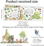 Watercolor Jungle Animal Wall Decals - Tiger, Elephant, Giraffe, Zebra, Lion,Monkey- Forest Wall Decal for Baby's Room, Playroom, Bedroom, Classroom, Kindergarten Decor