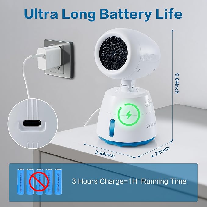 Rechargeble Bubble Machine, 270° Automatic-Rotating, 38000 Big Bubbles/min, 1000ml Large Bubble Tank, 2200mAh Battery, Bubble Maker for Kids Toddlers, Parties, Wedding, Birthday, Outdoor, White