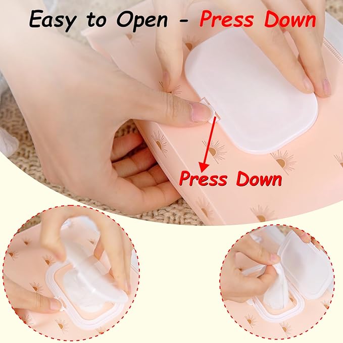 4 Pack Wipes Dispenser, ON The GO, Seposeve Portable Baby Wipe Case, Refillable Baby Wipes Container, Wipe Holder, Keeps Wipes Fresh, Reusable Wet Wipe Pouch for Outdoor Outing, Camping, Hiking.