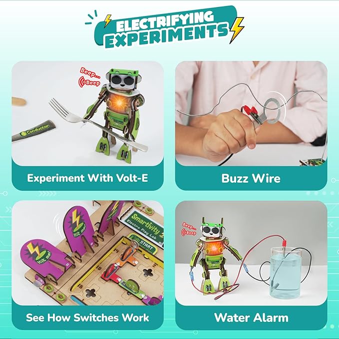 Smartivity Electro Play Lab for Kids Ages 8-14 I Electricity Kit with 9 Circuits Experiements & DIY Robot - Light & Sound Effects | STEM Science Project Kit | Birthday Gift for Boys & Girls
