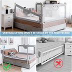 BABY JOY Bed Rail for Toddlers, 77’’ Extra Long, Height Adjustable & Folding Baby Bed Rail Guard w/Breathable Mesh & Double Safety Child Lock for Kids Twin Double Full Size Queen King Mattress (Gray)