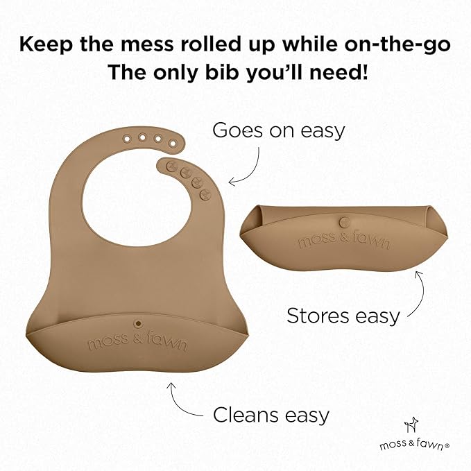 Moss and Fawn Little Explorer Kit - Silicone Frozen Breast Milk Popsicle Kit with Forage Feeder, Teething Popsicle Ice Cube Tray, & Gather & Roll Baby Feeding Bib - BPA, PVC, & Lead-Free - Foliage