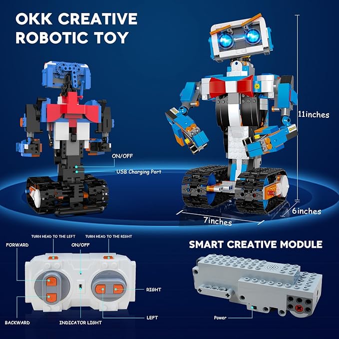 okk Robot Building Toys for Boys, STEM Projects for Kids Ages 8-12, Remote & APP Controlled Engineering Learning Educational Coding DIY Building Kit Rechargeable Robot Toy Gifts for Girls