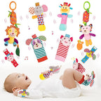 Baby Rattles Toys - Soft Hanging, Handheld & Foot Sock Rattles Set - Plush Stuffed Infant Toys for 0-3, 3-6, 6-12 Months - Newborn Gift