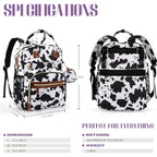 Tuwubi Diaper Bag Backpack, Baby Essentials Travel Tote Bag, Multi function Waterproof Backpacks, Travel Essentials with Stroller Straps & Pacifier Case - Cow Print