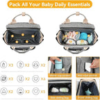 Diaper Bag Backpack with Changing Station – Large Waterproof Baby Bag for Moms & Dads, Pañaleras para Bebe, Multifunctional Diaper Backpack for Baby Girl, Travel Essentials (Gray)