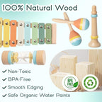 Baby Musical Instruments - Wooden Montessori Toys for Toddlers 1-3,Modern Boho Xylophone Includes Songbook with 13 Kids' Songs,Neutral Colors Wooden Percussion Instruments Set