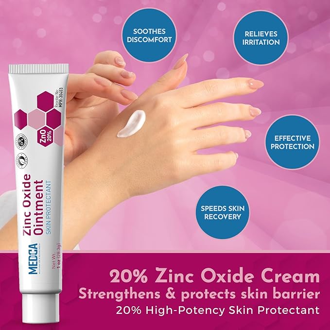 High-Potency 20% Zinc Oxide Ointment - (Pack of 72) Baby Diaper Rash Cream and Gentle Skin Protectant Barrier for Chafed Skin, Wetness Daily & Overnight Protection Soothing, Hypoallergenic, 1oz Tubes