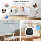 Smart Baby Monitor WiFi with Camera and Audio, Baby Breathing Detection Contact-Free AI, 2K Night Vision Contact Free Camera Device, Wireless App Control, No Monthly Fee - White