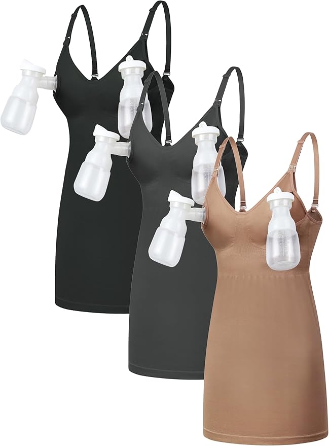 GXXGE Nursing Bra Pumping Bra Hands Free Maternity Nursing Tank Cami for Breastfeeding with Adjustable Straps