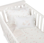 Ely's & Co. Crib Bedding Set for Girls, Toddler Bedding Set, 5 Piece Set - 2 Fitted Crib Sheets/Toddler Bed Sheets, Quilted Comforter and Decorative Pillow with Insert, Butterfly + Stripe Collection